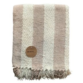 MANTA TEJIDA POLIESTER 125X150CM RAYAS BEIGE