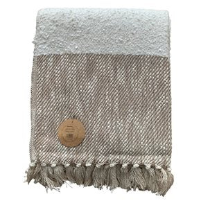 MANTA TEJIDA ALGODÓN 125X150CM BICOLOR BEIGE