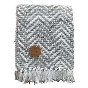 MANTA TEJIDA POLIESTER 125X150CM ZIG ZAG GRIS