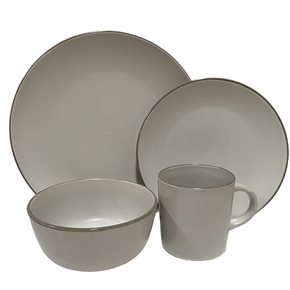 JUEGO VAJILLA 16PCS 26/19/15/325ML BLANCO B/GRIS