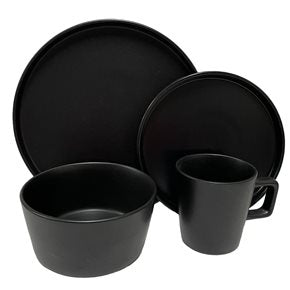 JUEGO VAJILLA 16PCS 26/19/15/325ML NEGRO
