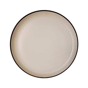 PLATO DE MESA D27CM LINEAS CREMA BORDE NEGRO