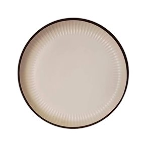 PLATO DE POSTRE D20CM LINEAS CREMA BORDE NEGRO