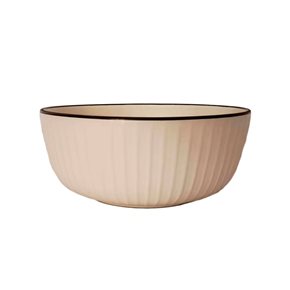 BOWL D15CM LINEAS CREMA BORDE NEGRO