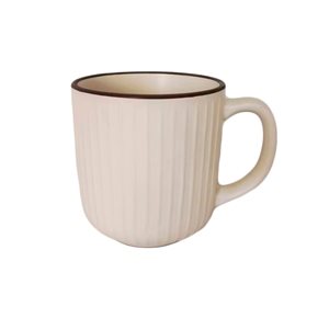 MUG 385ML LINEAS CREMA BORDE NEGRO