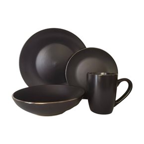 JUEGO VAJILLA 16PCS 27/20/14/385ML NEGRO B/MARRON