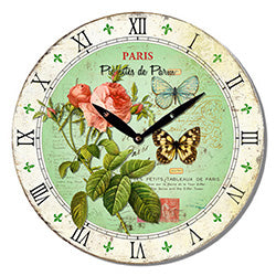 RELOJ DE PARED MDF FLORES Y MARIPOSAS.  D28.8X3.5CM