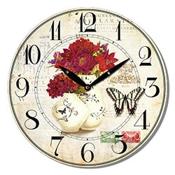 RELOJ DE PARED MDF D28.8X3.5CM FLORES ROJAS