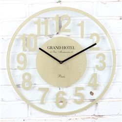 RELOJ DE PARED VIDRIO D40X3.5CM BEIGE