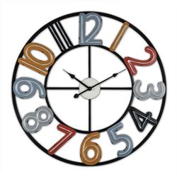 RELOJ DE PARED HIERRO D60X3.5CM NUMEROS DE COLORES