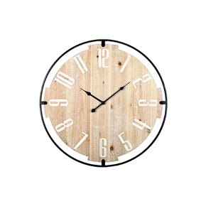 RELOJ DE PARED MDF/HIERRO D60X4CM NUMEROS BLANCOS