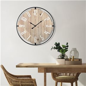 RELOJ DE PARED MDF/HIERRO D60X4CM NUMEROS BLANCOS