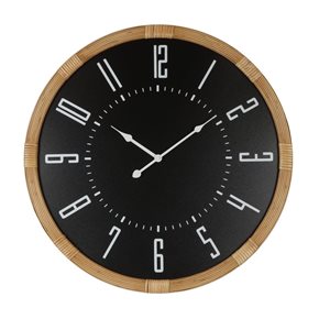RELOJ DE PARED MDF/RATTAN D60X5CM NEGRO