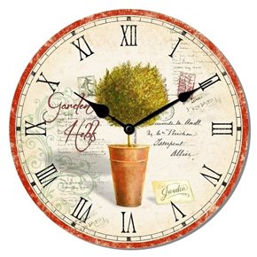 RELOJ DE PARED MDF D28.8X3.5CM GARDEN MACETA