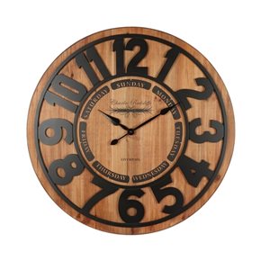 RELOJ DE PARED MADERA 68X68X4.3 CM NUMEROS NEGROS