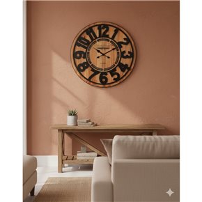 RELOJ DE PARED MADERA 68X68X4.3 CM NUMEROS NEGROS