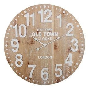 RELOJ DE PARED MDF 60X60X4.5 CM MADERA CLARA