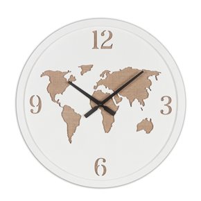 RELOJ DE PARED MDF 60X60X4 CM MAPAMUNDI