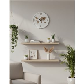RELOJ DE PARED MDF 60X60X4 CM MAPAMUNDI
