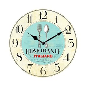 RELOJ DE PARED MDF D28.8X3.5CM CUBIERTOS RISTORANTE