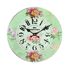 RELOJ DE PARED MDF D28.8X3.5CM ROSES FONDO VERDE