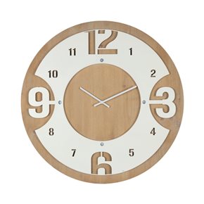 RELOJ DE PARED MDF D68X68X4.5CM BLANCO Y MADERA
