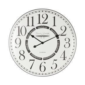 RELOJ DE PARED HIERRO D69.5X69.5X3.5CM SEMAMAL COLOR BLANCO