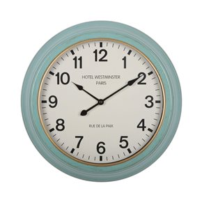 RELOJ DE PARED HIERRO D41X41X8.5CM BORDE VERDE