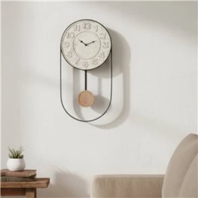RELOJ DE PARED HIERRO D29.5X60X5CM CON PÉNDULO