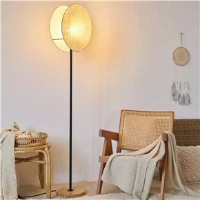 LAMPARA DE PIE 25x31x164CM TELA/MADERA BEIGE