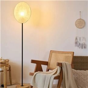 LAMPARA DE PIE 25x31x164CM TELA/MADERA BEIGE