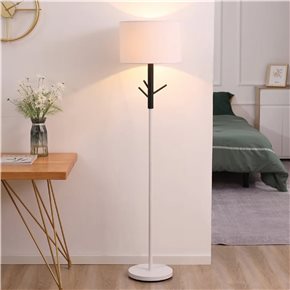 LAMPARA DE PIE D38x160CM TELA/METAL BLANCO