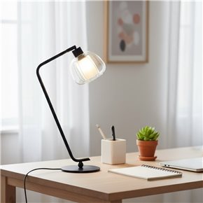 LAMPARA DE MESA D31x51CM VIDRIO/METAL NEGRO