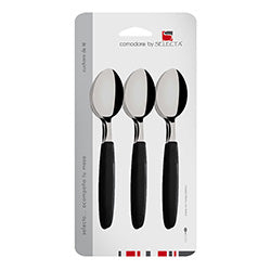 SET 6 CUCHARAS DE TE MANGO PLASTICO NEGRO