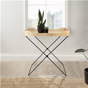 MESA AUXILIAR RECT C/ASAS 55X40/H57CM MADERA CLARA
