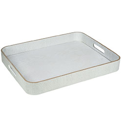 BANDEJA RECTANGULAR C/ASAS 45X36/6CM MADERA BLANCA