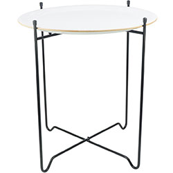 MESA BANDEJA REDONDA D43.5/H49.5CM MADERA BLANCA