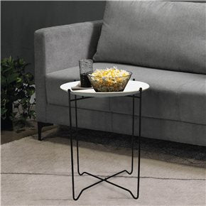 MESA AUXILIAR REDONDA D41/H52CM MADERA BLANCA