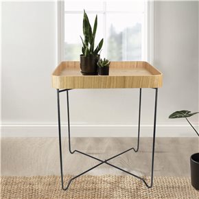 MESA AUXILIAR CUADRADA 45X45/H52CM MADERA CLARA