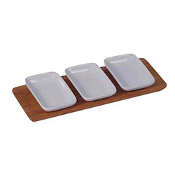 COPETINERO RECTANGULAR C/ 3 BOWLS 28X10X3.5CM