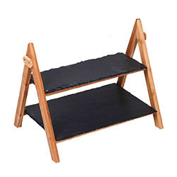 REPISA PIEDRA BAMBOO SERVICIO 2 ESTANTES 38X28X32CM