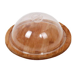 QUESERA MADERA BAMBOO C/ACRILICO D25x10CM NATURAL