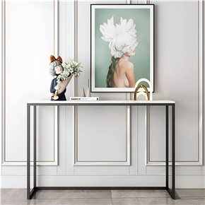CONSOLA METAL/MARMOL 93x26x77CM BLANCO Y NEGRO