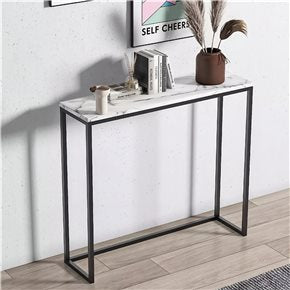 CONSOLA METAL/MARMOL 93x26x77CM BLANCO Y NEGRO