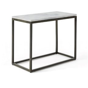 MESA LATERAL METAL/MARMOL 70x35x58CM BLANCO/NEGRO