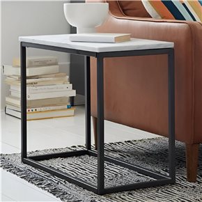 MESA LATERAL METAL/MARMOL 70x35x58CM BLANCO/NEGRO