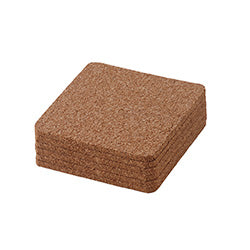 SET 6 POSAVASOS CORCHO 10x10CM MARRON