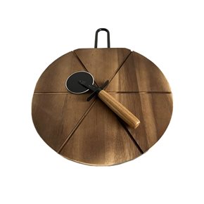 SET TABLA MADERA + CORTADOR PIZZA D31x1.5CM