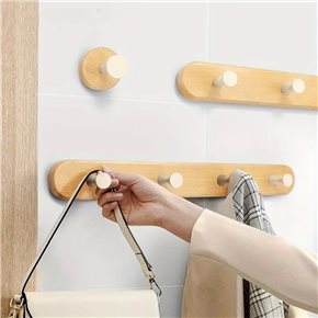 PERCHERO DE PARED 4 COLGADORES BAMBOO NATURAL/BCO
