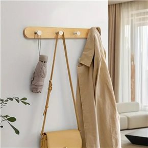 PERCHERO DE PARED 4 COLGADORES BAMBOO NATURAL/BCO